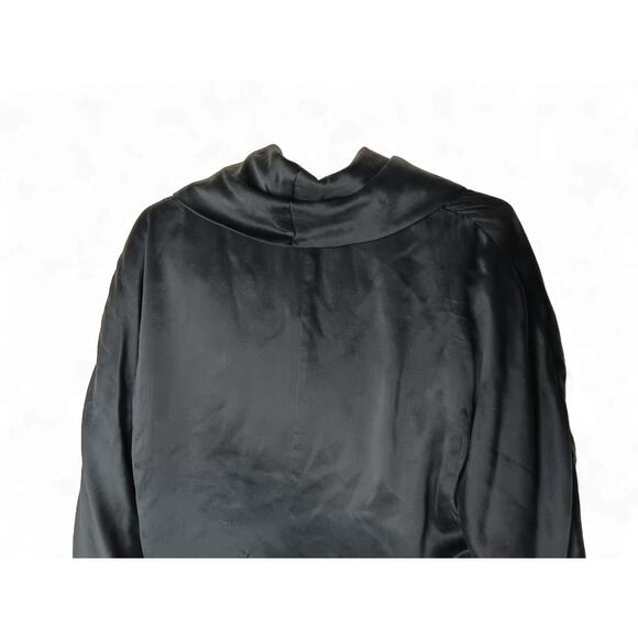 Sara Sturgeon 100% Silk Cropped Wrap Jacket Black Satin Blazer Top Sz 4 Vintage - Picture 10 of 13